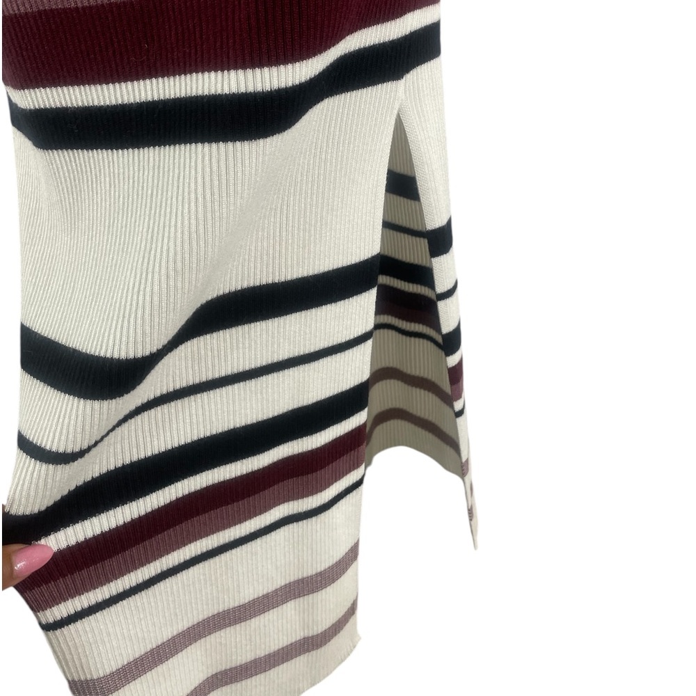 Stripped sweater dress,Multi colored, white, black,Maroon,long sleeve, Large - Picture 4 of 11